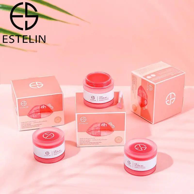 ESTELIN 3 in 1 Lip Care Set Cherry Sugar Lip Scrub Moisturizing Lip Balm - 5g